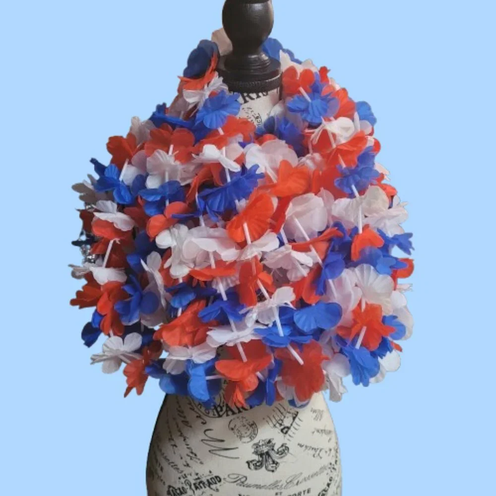 Ten Red, White and Blue Leis for Parties or Parades